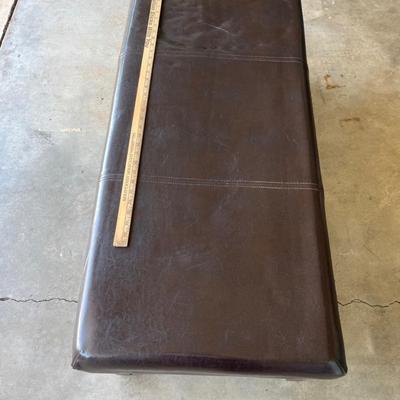 Wood and faux leather bench