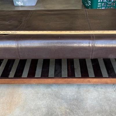 Wood and faux leather bench