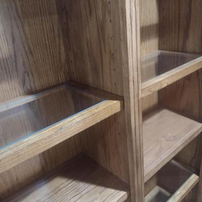 Solid Wood Lighted Bookcase with Adjustable Shelving Choice B