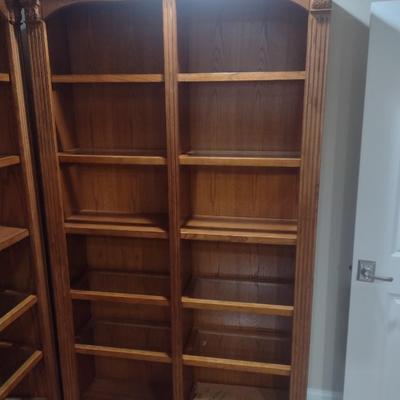 Solid Wood Lighted Bookcase with Adjustable Shelving Choice B