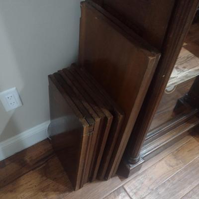Antique Oak Breakfront Library Cabinet (No Contents)