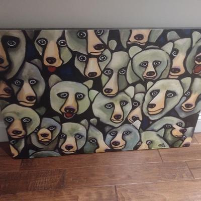 Linda McQuinn Art on Canvas Bear Crowd Local Flat Rock, NC Artist