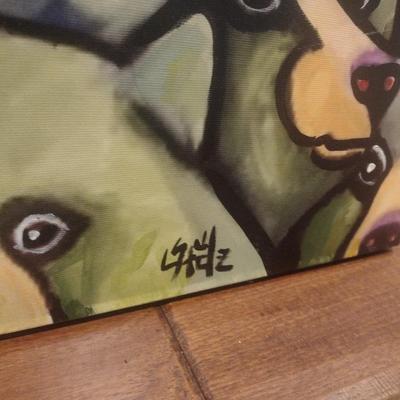 Linda McQuinn Art on Canvas Bear Crowd Local Flat Rock, NC Artist