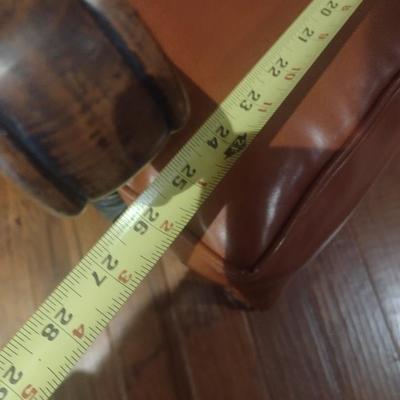 Antique Wood Framed Leather with Brass Tack Armchair