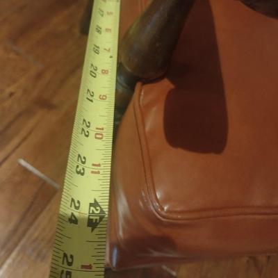 Antique Wood Framed Leather with Brass Tack Armchair