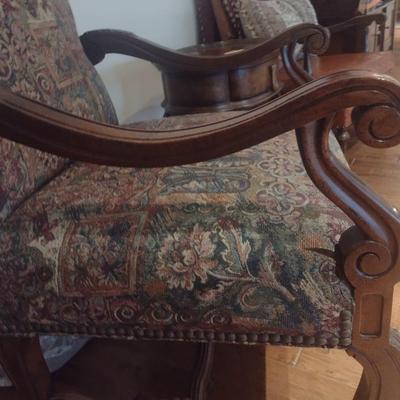 Thomasville Wood Framed Upholstered Armchair