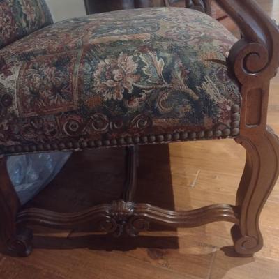 Thomasville Wood Framed Upholstered Armchair
