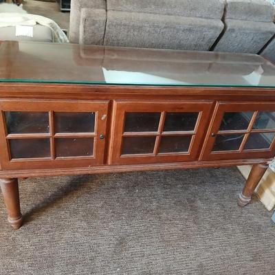 Glass-Top Wooden Console / Display Cabinet with Glass Doors Display Cabinet
