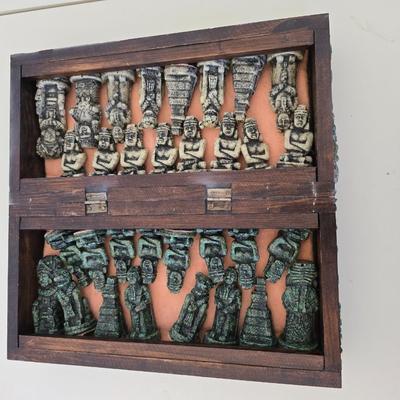 Aztec/Mayan-Themed Chess Set in Decorative Box