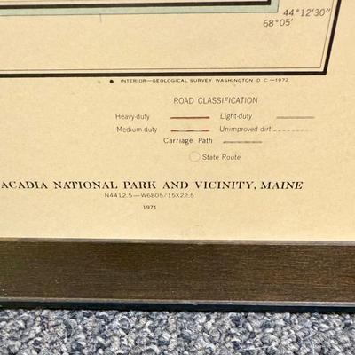 Acadia National Park Vintage Map - Framed