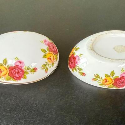 Vintage Ceramic Egg Trinket BoxCountry Rose Floral