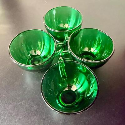 Vintage Anchor Hocking Royal Ruby Red and Forest Green Depression Glass Cups Set of 8