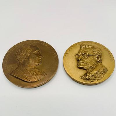 LOT 298: Collection of Six (6) Bronze Medals/Tokens - Dwight Eisenhower (2), George Bush, Robert F Kennedy, Nelson Rockefeller, and...