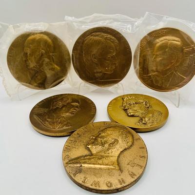 LOT 298: Collection of Six (6) Bronze Medals/Tokens - Dwight Eisenhower (2), George Bush, Robert F Kennedy, Nelson Rockefeller, and...