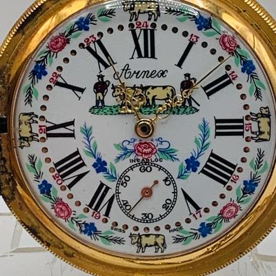 LOT 299: Vintage Arnex Swiss Pocket Watch with Chain