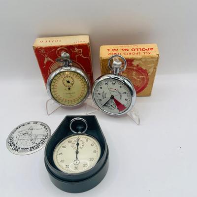 LOT 302: Assortment of Vintage Stop Watches - Swiss Made Apollo and Thales and One From the USSR