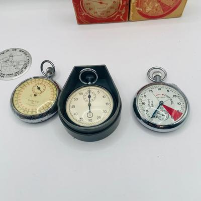 LOT 302: Assortment of Vintage Stop Watches - Swiss Made Apollo and Thales and One From the USSR