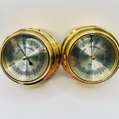 LOT 303: Set of Two (2) Barigo Brass Nautical Barometers with Original Boxes