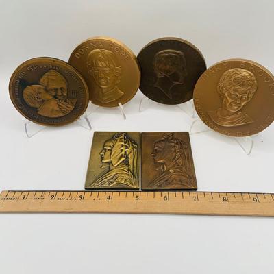 LOT 304: Collection of Six (6) Bronze Medals and Medallions Featuring Notable Women and More
