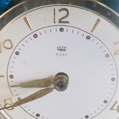 LOT 309: German Kern Anniversary Clock with Enamel Face and Base with Porcelain Figures and Vintage 8 Day Clock with German Figures on...