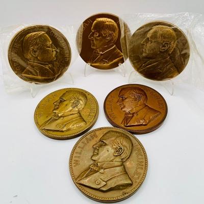 LOT 310: Collection of Six (6) Bronze Medal with US Presidents Willam McKinley, Grover Cleveland and Woodrow Wilson