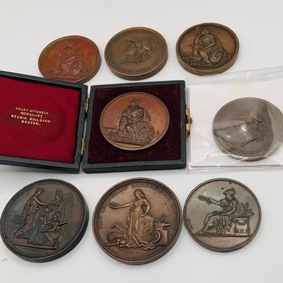 LOT Collection of Eight (8) Vintage and Antique Bronze Medals/Medallion From the. Nineteenth Cenury