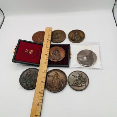 LOT Collection of Eight (8) Vintage and Antique Bronze Medals/Medallion From the. Nineteenth Cenury