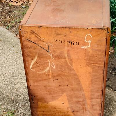 LOT 319: Art Deco Waterfall Style Wooden Night Stand/ Side Table and Vintage Anniversary Clock