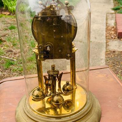 LOT 319: Art Deco Waterfall Style Wooden Night Stand/ Side Table and Vintage Anniversary Clock