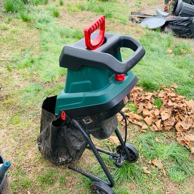 LOT 321: Lawn Care Tool and Supplies Including a Parkside Model PMH 2400 A2 Electric Chipper/Shredder, Metal Trash Can with Lid Tools and...