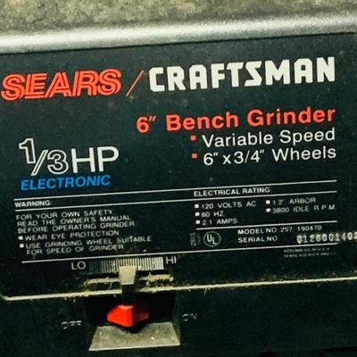 LOT 352: Work Bench with Sears Craftsman 6” Bench Grinder Model 257, Craftsman Drill Press Model 335.25926