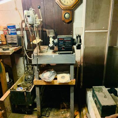 LOT 352: Work Bench with Sears Craftsman 6” Bench Grinder Model 257, Craftsman Drill Press Model 335.25926