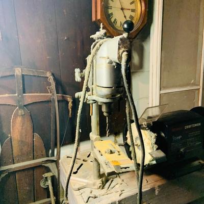 LOT 352: Work Bench with Sears Craftsman 6” Bench Grinder Model 257, Craftsman Drill Press Model 335.25926