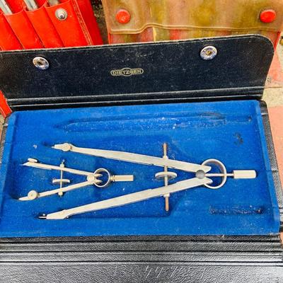LOT 352: Dietzgen Drafting Set (not complete) Drill Bits, Fulton Carving Tools, Hand Crank Grinder, Clamp and Level