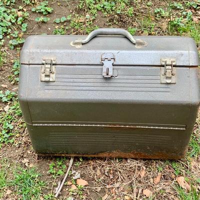 LOT 354: Heavy Duty Metal Tool Box with Tools