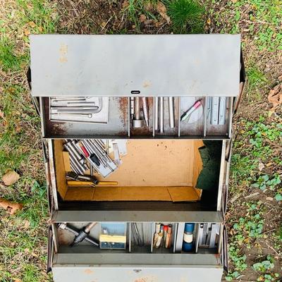 LOT 354: Heavy Duty Metal Tool Box with Tools