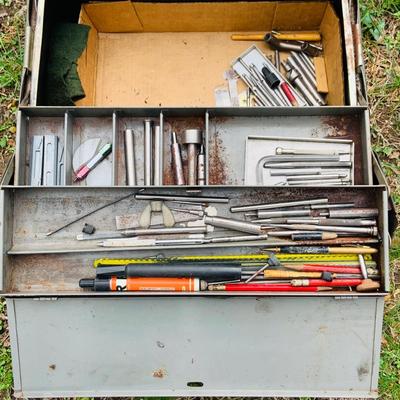 LOT 354: Heavy Duty Metal Tool Box with Tools