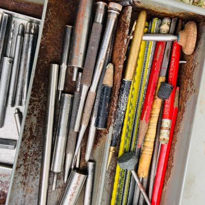 LOT 354: Heavy Duty Metal Tool Box with Tools