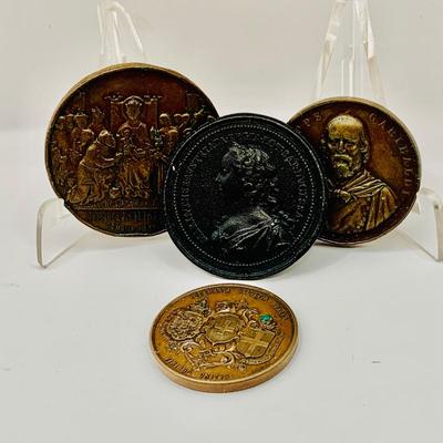 LOT 355: Collection of Four (4) Antique Medals 1880 German Medal, Garibaldi Metal, 1880 Marzo Medal and More