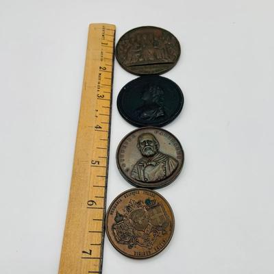 LOT 355: Collection of Four (4) Antique Medals 1880 German Medal, Garibaldi Metal, 1880 Marzo Medal and More