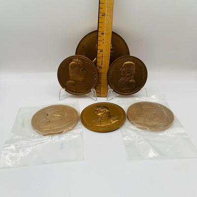 LOT 357: Set of Six(6) Bronze Medals/ Medallions - Lincoln and Military Figures