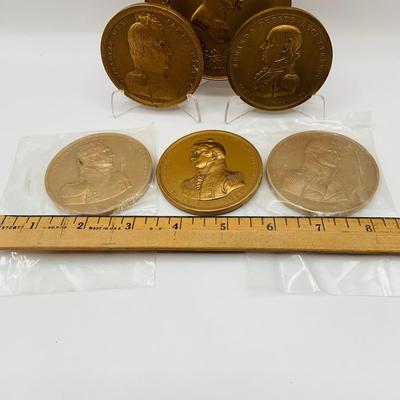 LOT 357: Set of Six(6) Bronze Medals/ Medallions - Lincoln and Military Figures