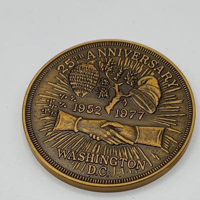 LOT 358: Set of Six (6) Tokens/ Medals - James Madison, Hunting Club, `Numismatics Assoc., Lincoln and More