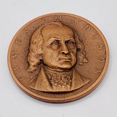 LOT 358: Set of Six (6) Tokens/ Medals - James Madison, Hunting Club, `Numismatics Assoc., Lincoln and More