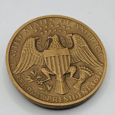 LOT 358: Set of Six (6) Tokens/ Medals - James Madison, Hunting Club, `Numismatics Assoc., Lincoln and More