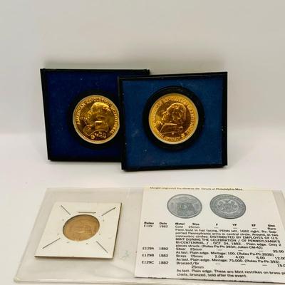 LOT 382: Bicentennial Bronze Nickels and William Penn Token