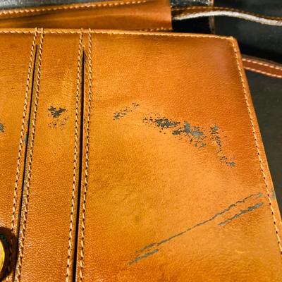 LOT 392: Collection of Vintage Leather Purses/Handbags, by Fossil, Aigner, Emma Fox and More
