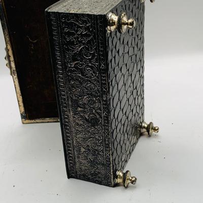 LOT 397: Antique Metal Jewelry Box with Roman Soldiers and Assortment of Watches