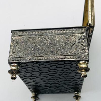 LOT 397: Antique Metal Jewelry Box with Roman Soldiers and Assortment of Watches