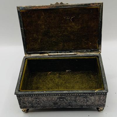 LOT 397: Antique Metal Jewelry Box with Roman Soldiers and Assortment of Watches